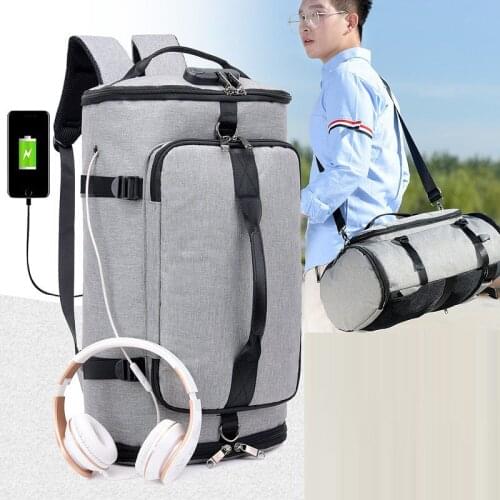Large Capacity Travel Backpack Men Multifunctional USB Charging Bucket Bag Outdoor Sports Bagpack Wear Resistant Laptop Backpag
