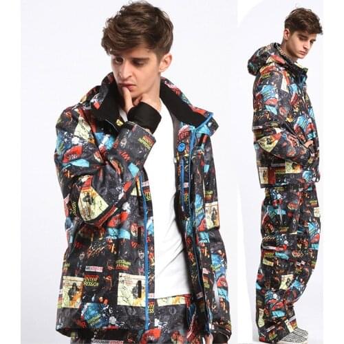 Adult Men Ski Suit Super Warm Clothing Skiing Snowboard Jacket+Pants Suit Windproof Waterproof Winter Wear Outdoor Sport Wear