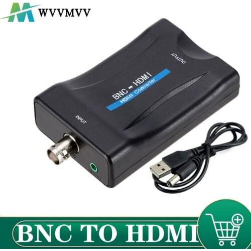 WVVMVV BNC To HDMI-compatible Converter 1080P/720P Display Video Conversor Surveillance Monitor TV signal Converter with Cable