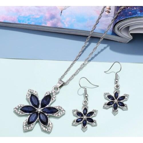 ZOSHI Fashion Purple Flower Cubic Zirconia Wedding Jewelry Sets inlay Luxury Crystal Silver Color Bridal Jewelry Set