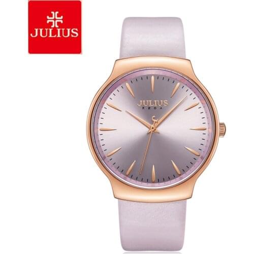 JULIUS Women Wristwatch Waterproof Large Dial Quartz Watch Fashion Student Watch Simple Leather Watches Relogio Feminino