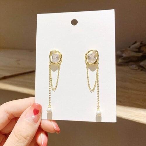 Korean Style Single Zircon Long Earrings For Women Elegant Simple Jewelry Earings
