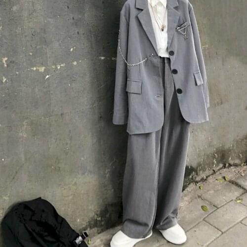 Spring Autumn 2 Piece Sets Women Outfits Female Suit British Style Small Blazer Suit Long-sleeved Shirt Wide-leg Casual Trousers