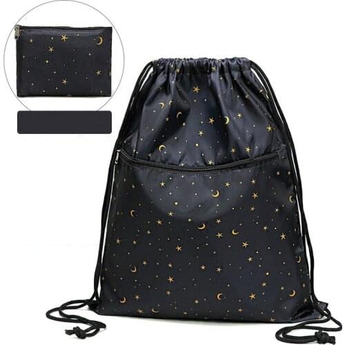 1pcs Waterproof Sport Portable Bag Women Men Sport Drawstring Bag Reusable Folding Backpacks Fitness Running Travel Accessories