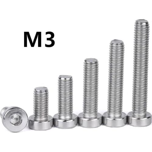 100pcs/lot M3x4/5/6/8/10/12/14/16/18/20/22/25/30mm DIN7984 Stainless steel low head hex socket cap screw allen screws