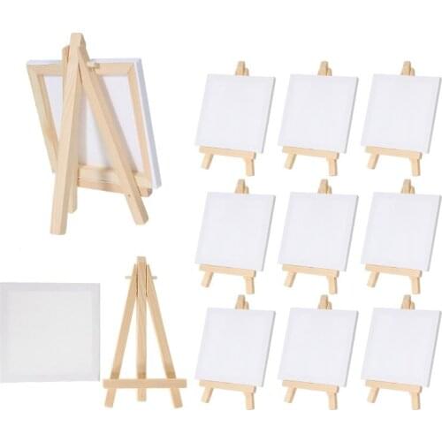 12pcs Artists 5 inch Mini Easel +3 inch x3 inch Mini Canvas Set Painting Kids Craft DIY Drawing Small Table Easel for School