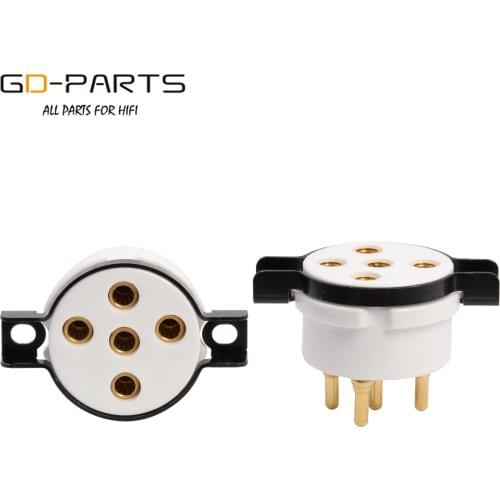 2PCS 5Pin Ceramic Vacuum tube Socket for PX4 B4 B5 PX25 1064 U18 RGN106 Gold Plated Machined Brass Pins Hifi Audio Amplifier DIY