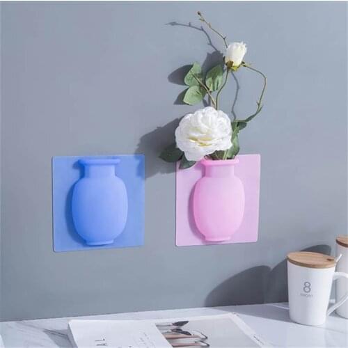 2PCS Decoration Vase 3D Silicone Wall Sticker DIY Flower Hanging Fridge Magnet Glass Self-Adhesive Home Deco наклейки на стену