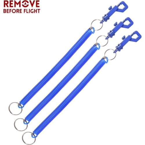 3 PCS/LOT Keychain Blue Fishing Lanyards Coiled Lanyard or Safety Rope Wire Blue Securing Pliers Lip Grips Too lKey Rings