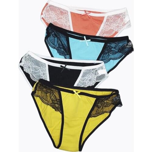 3 Pcs / Lot Panties For Women Sexy Lace Cotton Underwear M L XL 9417