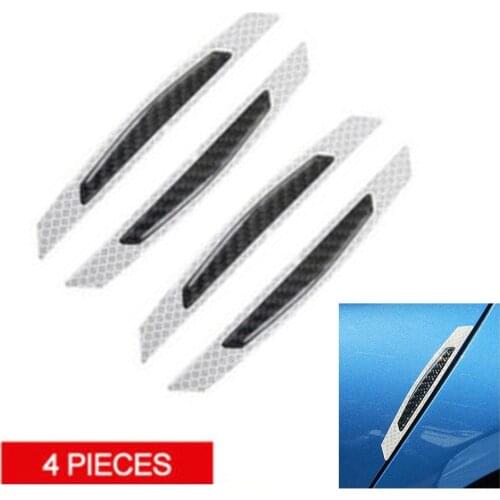 4PCS Car Sticker Side Door Edge Guard Stickers Protective Strip Reflective Carbon Fiber Car Decoration Accessories Universal