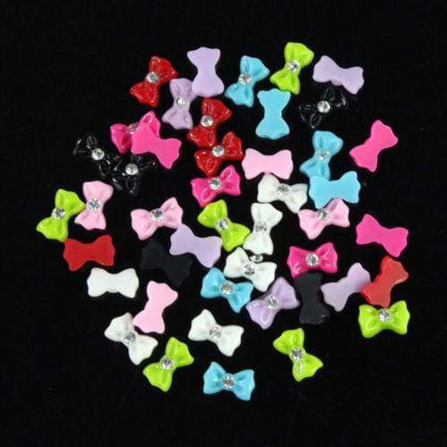 45Pcs Colorful 3D Inlaid Rhinestone Bow Tie Shape Fashion Nail Art Decorations