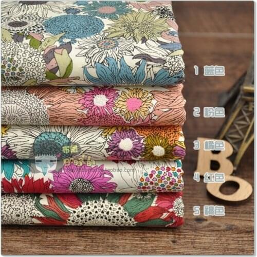 50*145cm Flower Cotton Fabric for Tissue Kids Home Textile for Sewing Doll Dress Curtain DIY