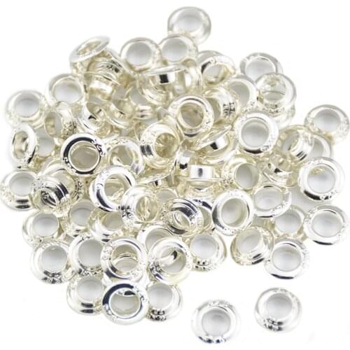 500pcs 925 Stamped Silver Plated Beads Grommet Fit European charm Glass Beads making 9.5x3.5 mm (Fit 5.8mm Hole), 250 pairs