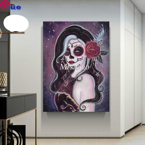 DIY 5D Diamond Embroidery Tattoo Rose Skull Woman Diamond Painting Cross Stitch Full Drill Rhinestone Mosaic Home Decoration