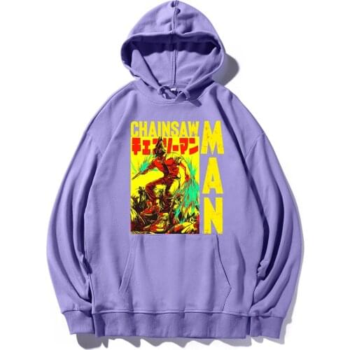 Anime Chainsaw Man Pullover Sweatshirt Outfit Cotton Long Sleeve Cartoon Graphic Printed Cosplay Costume Men Women Casual Hoodie