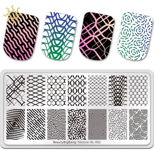 BEAUTYBIGBANG Stainless Steel Nail Stamping Plates Net Dot Circles Pictures Design Stamp Template For Printing Stencil Tools