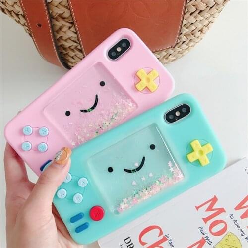Cartoon Playgame Liquid Phone Case for Iphone 7 6 8 Plus Xr X Xs 11 Pro Max Glitter Soft Silicone Rubber Bear Case Cover
