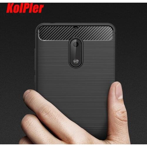 KOLPLER soft tpu Case for Nokia 6 Carbon Fiber Texture Brushed Silicone Luxury Hybrid Slim Soft Case for Nokia 6 Fundas Coque