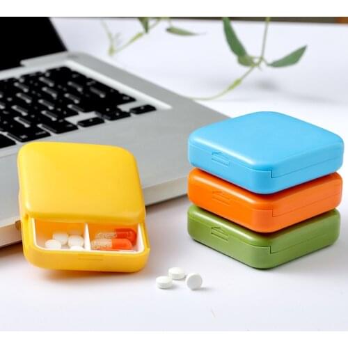 Mini 2 Grid Convenient Portable Pill Box ABS Waterproof Plastic Small Travel Storage Case for Home Outdoor Patients