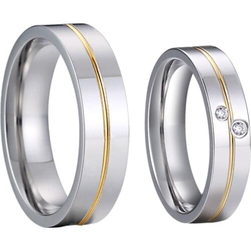 1 pair platinum Style white gold color men and women wedding rings set for couples love marriage finger ring
