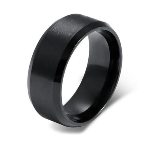 Chavin Matte and Glossy Black Steel Womens Mens Ring df27