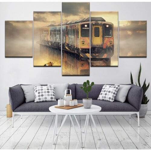 Modular Framework Pictures Modern On The Wall Art 5 Panel Train For Living Room Home Decoration Abstract Oil Painting On Canvas