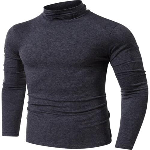 Men Casual Loose Turtleneck T-Shirt 2020 New Autumn Winter Clothes Long Sleeve Tee Shirt Male Top Pullover Turtleneck T-Shirt