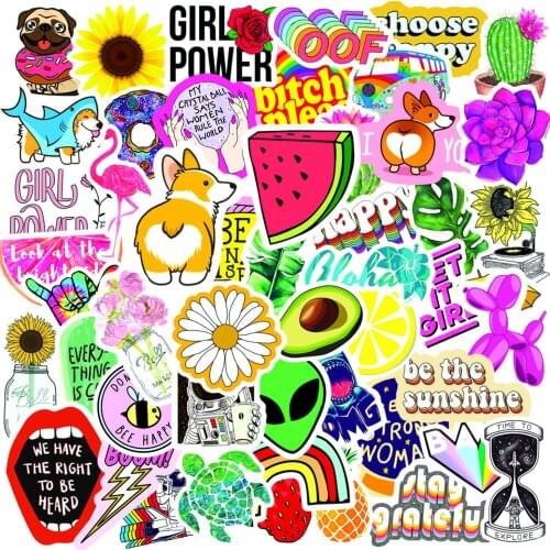 10/50pcs Cute Stickers Aesthetic VSCO Girl Style Pink Cartoon Kawaii Sticker for Kids Gift Scrapbook Laptop Skateboard Stickers