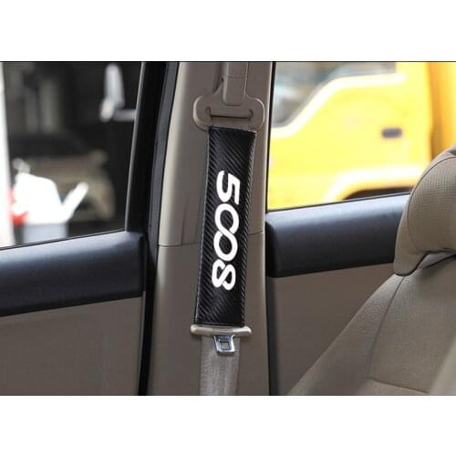2pcs PU Carbon fiber texture Car Seat belt shoulder Pads for Peugeot 5008 Car Accessories