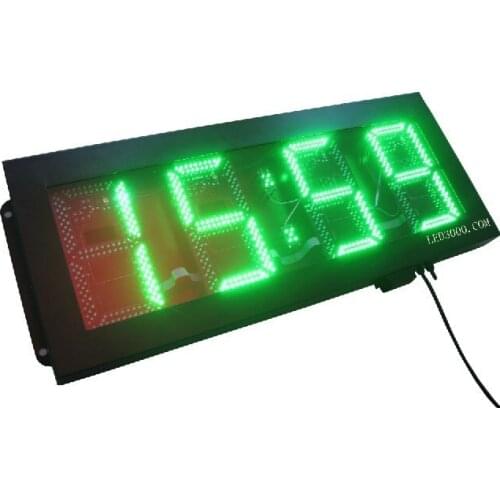 Large size outdoor waterproof 8inch 4digits green color hours and minutes led clock(HOT4-8G)