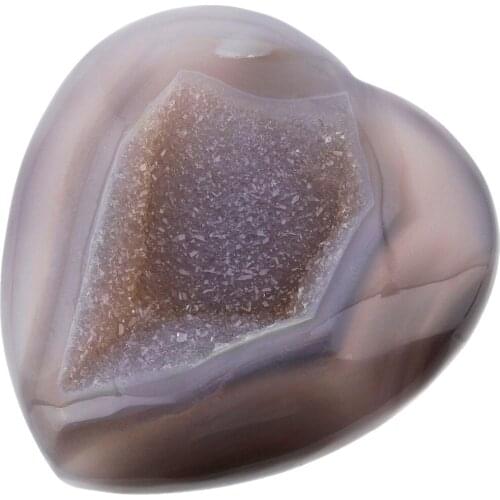 TUMBEELLUWA Natural Druzy Quartz Crystal Agate Geode Heart Shaped Worry Stone Palm Stone