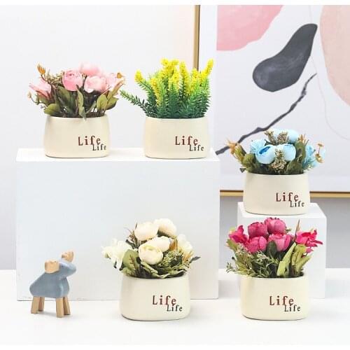 Wholesale simulation plant ceramic pot simulation Flower Bonsai decoration creative home desktop small fresh decoration