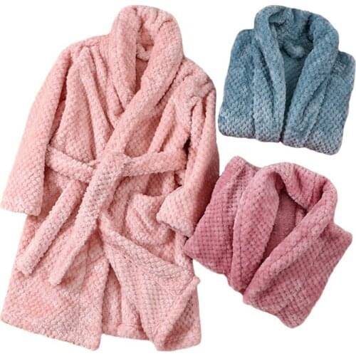 Autumn Winter Kids Sleepwear Robe Flannel Warm Bathrobe For Girls 4-18 Years Teenagers Children Pajamas For Boys