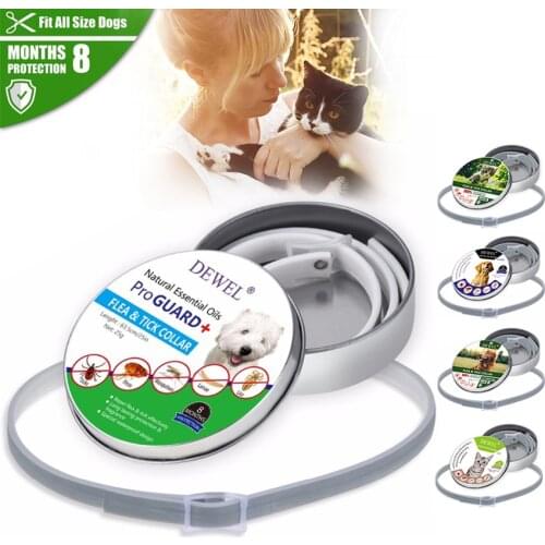 Dewel Dog Cat Collar Summer Anti-insect Pet Collar 8 Month Flea Tick Prevention Collar Silicone Adjustable Cats Dogs Accessories