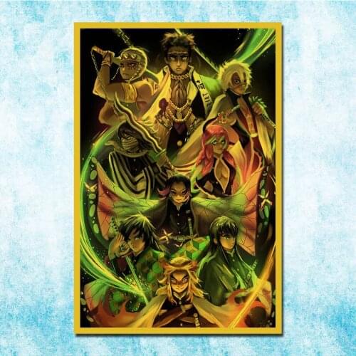 Demon Slayer Anime Tanjirou Zenitsu Nezuko Poster Art Silk Canvas Retro Print For Home Room Decor Decoration-025
