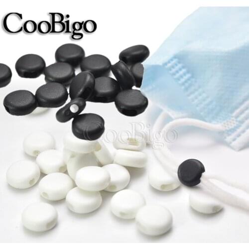50pcs Flat Adjustment Buckle Beads Silica Gel Buttons for Mask Elastic Cord Stopper Rope Lock Lanyard DIY Strap Cord End