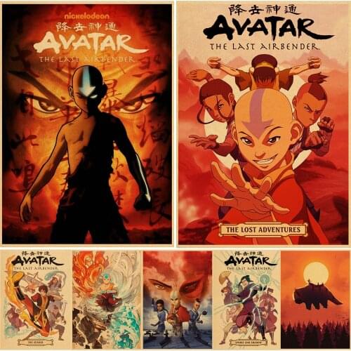 Avatar Poster Kawaii Cartoon Decor Movie The Last Airbender Wall Stickers Kraft Paper Art Print Home Room Decoration Painting