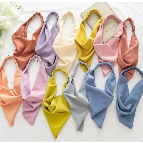 Solid Color Macaron Color Headband Women Triangle Hair Scarf Elastic Hair Band DIY Turban Bandana Headwrap For Hair Accessories