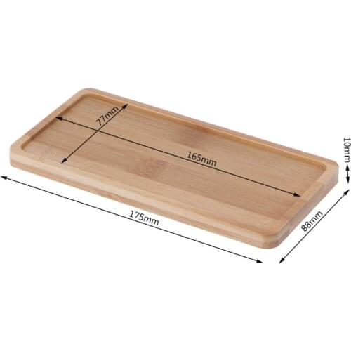 Rectangle Shape Bamboo Saucer Plant Tray Mini Plant Flower Pot Stand Favor Succulent Pot Tray Simple Elegant Design Home Balcony