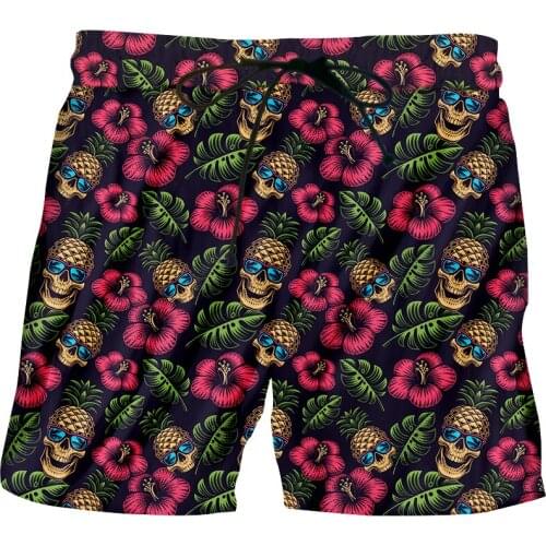 Pineapple Skull Leaves 3d Print New Short Pants Fitness Quick-dry Novelty Gothic Funny Suitable Sport Shorts Plus Size 6XL OGKB