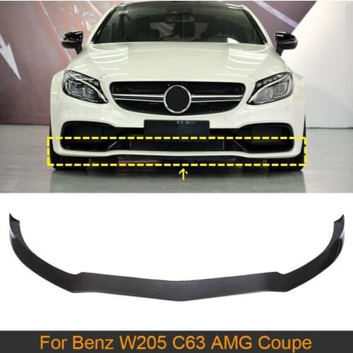 Carbon Fiber Front Bumper Lip Chin Spoiler for Mercedes-Benz C Class W205 C205 C63 AMG Coupe 2015-2019 Front Lip Chin Spoiler