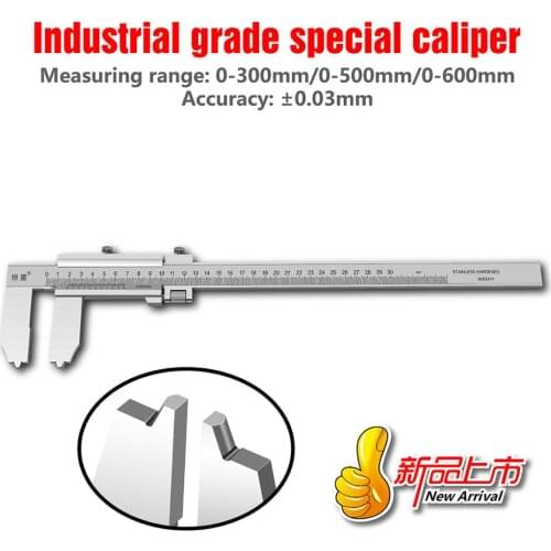 Precision Work Vernier Caliper Stainless Steel Oil Seal Groove Caliper Special Measuring Tools For Pipeline Valves 0-300 MM