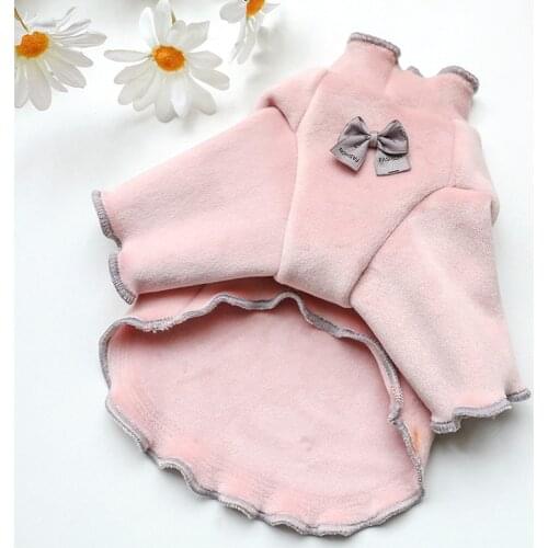 Bowknot Velvet Pet Clothes Elegant Luxury Winter Overcoat Small Dog Cat Clothes Chihuahua Base Shirt Cute Costume Dog Clothes