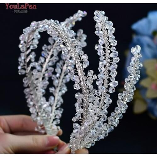 YouLaPan HP382 Silver Wedding Hair Accessories for Brides Headband Bridal Hair Pieces Headpieces for Wedding Crystal Women Tiara