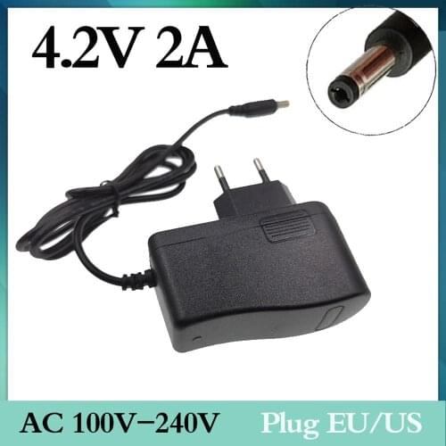 4.2V 2A 18650 Lithium Battery Charger 1S 18650 battery Portable Wall Charger DC 5.5 * 2.1 MM