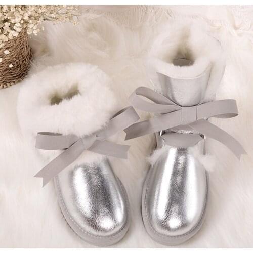 Lace Up Waterproof Natural Wool Sheepskin 2020 Women Boots Womens Real Fur Genuine Sheepskin Leather Snow Boots Women Shoes