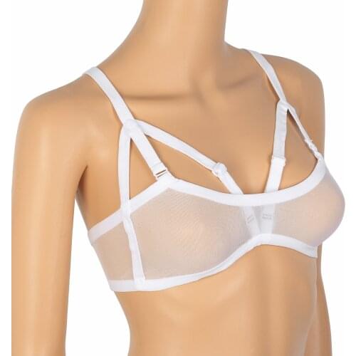 Women Hot Sexy Lingerie Soft Mesh See Through Adjustable Spaghetti Straps Wire-free No Pad Bra Top Ladies Intimates Bralette