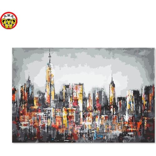 Painting by numbers art paint by number Digital painting self portrait painted color fill handmade gift decoration City Scenery