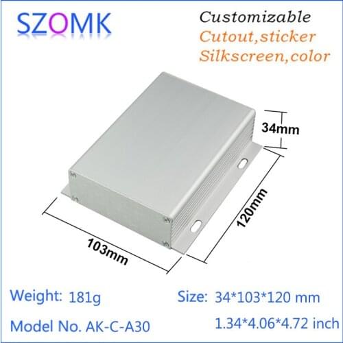 10 pcs, 34*103*120mm szomk wall mount aluminum housing for pcb board aluminum box electrical enclosure amplifier pcb control box
